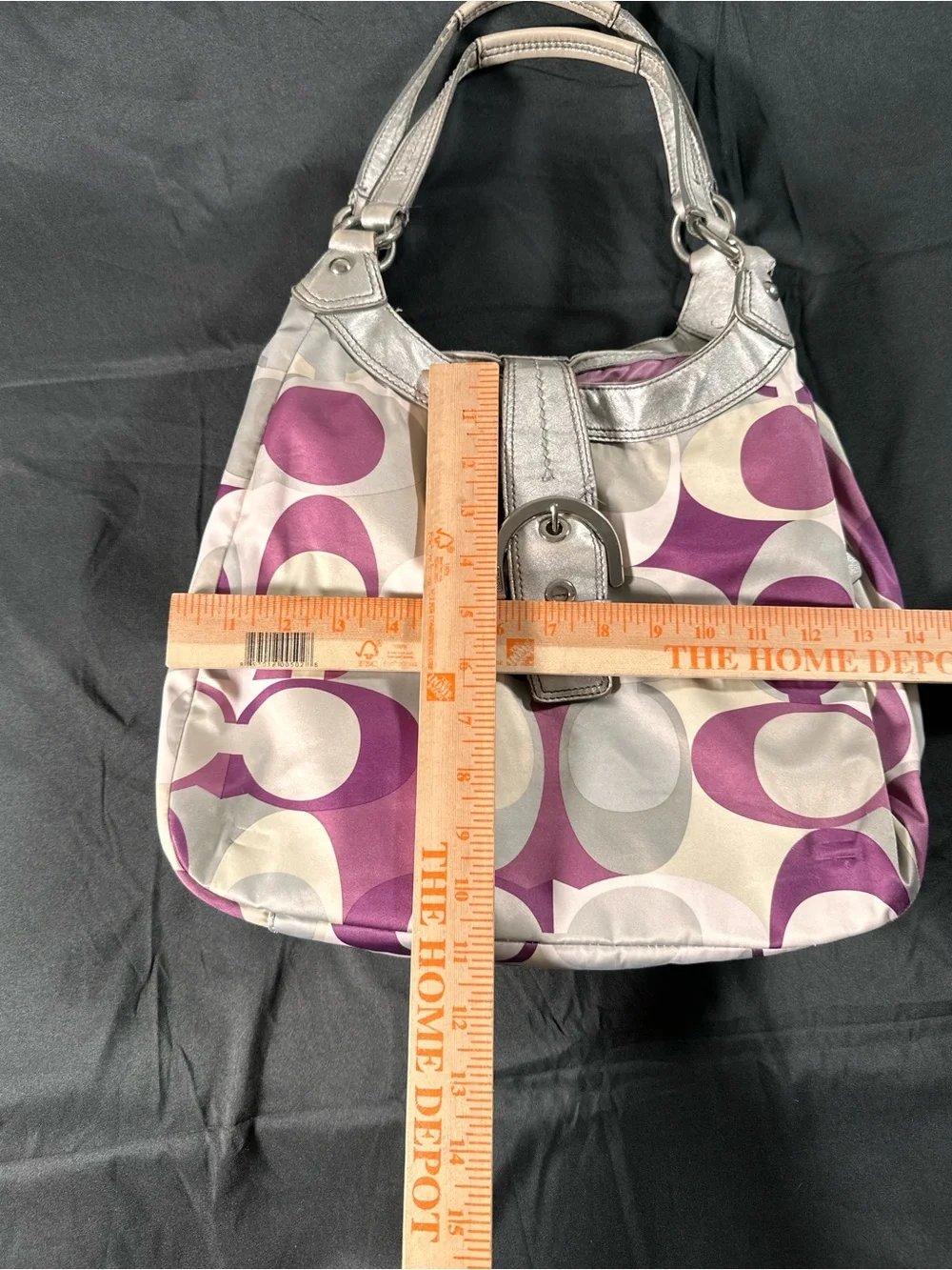 Coach Soho Scarf Print Shoulder Bag Purple Gray Silver Retro Y2K F17135 Vintage